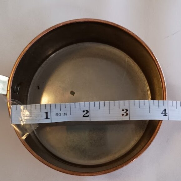 Two Small Copper Pans with Brass Handles, Approx. 4" across, Not Previously Used - Picture 9 of 11